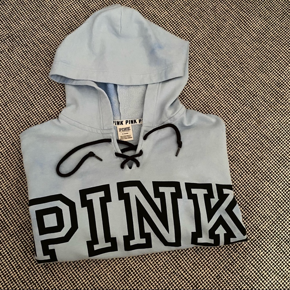 Baby blue tie-dye hoodie by PINK